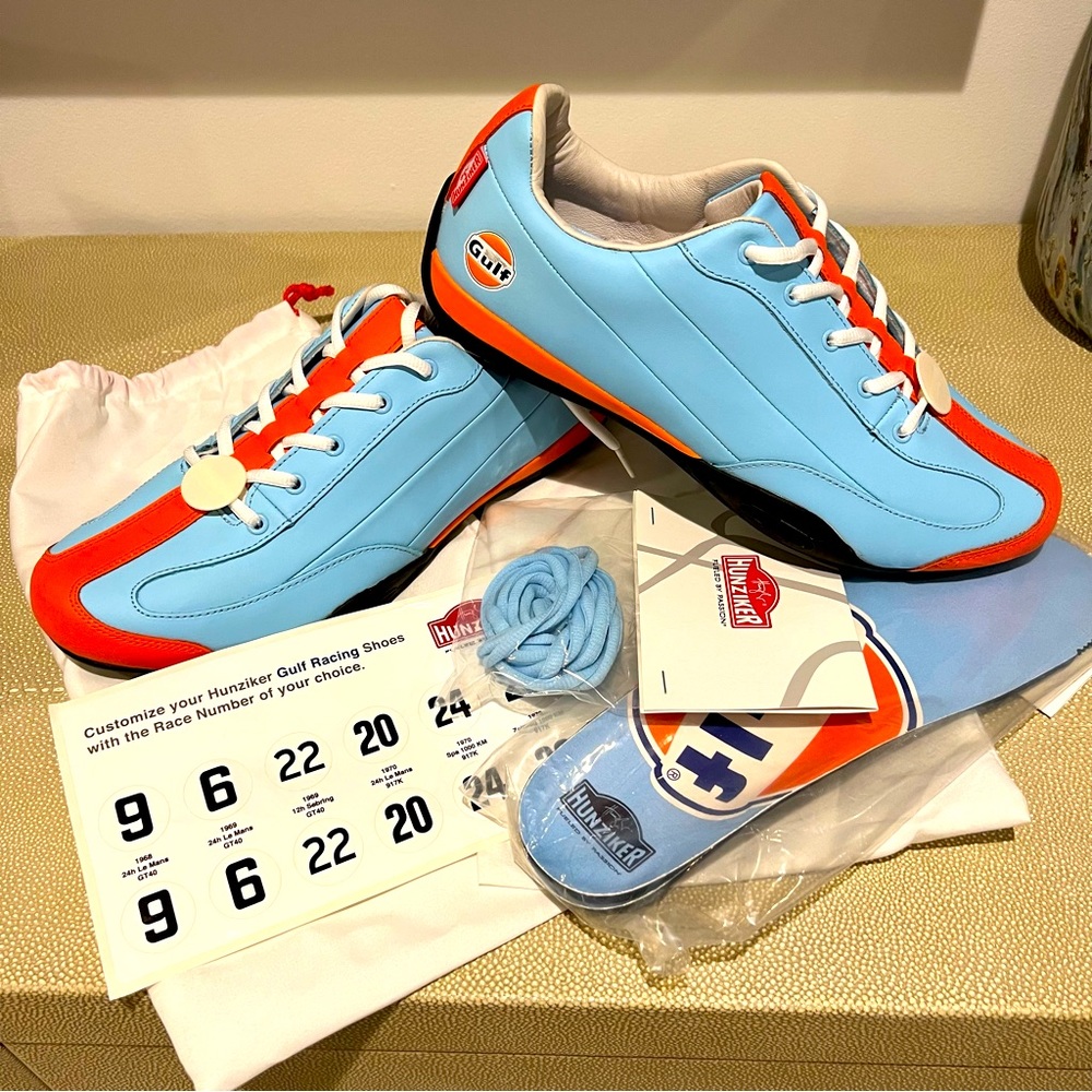 Hunziker “Heritage” Gulf Racing Driving Shoes - NEW - Mens size 10.5